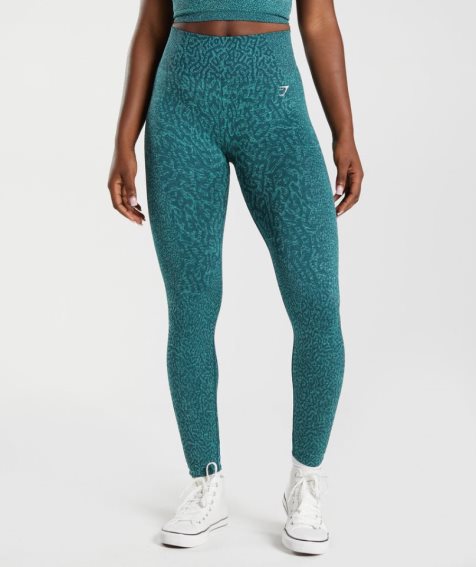 Legginsy Gymshark Adapt Animal Seamless Damskie Turkusowe | PL 047HQO